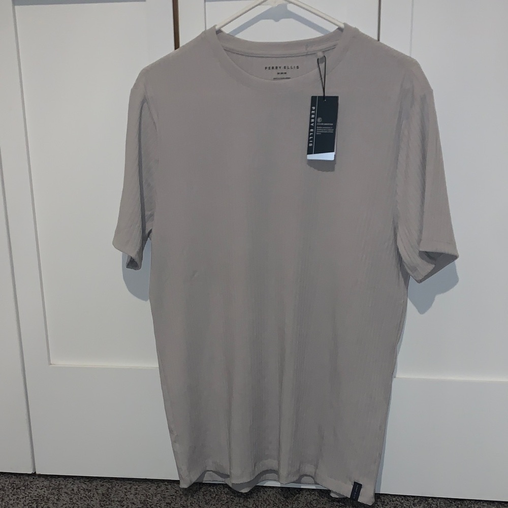 Perry Ellis Men's Light Gray Short Sleeve Tee
